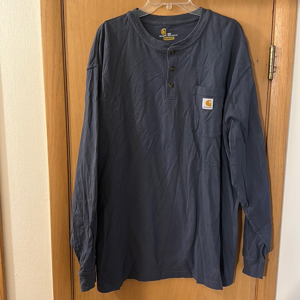 Carhartt Men’s Original Fit Long Sleeve Tee T-Shirt Blue Size 2XL XXL